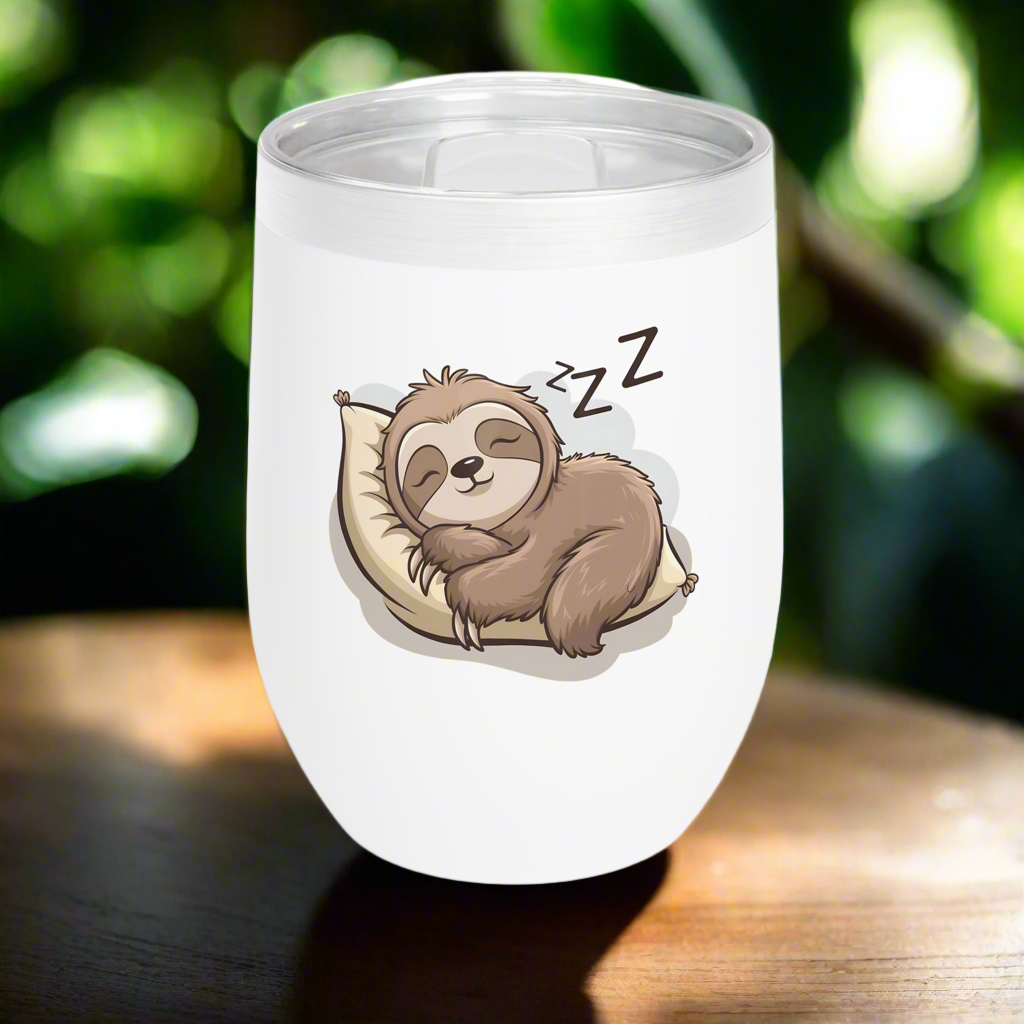 Chill Sloth Wine Tumbler - Cute Insulated Drinkware for Relaxation and Gifting