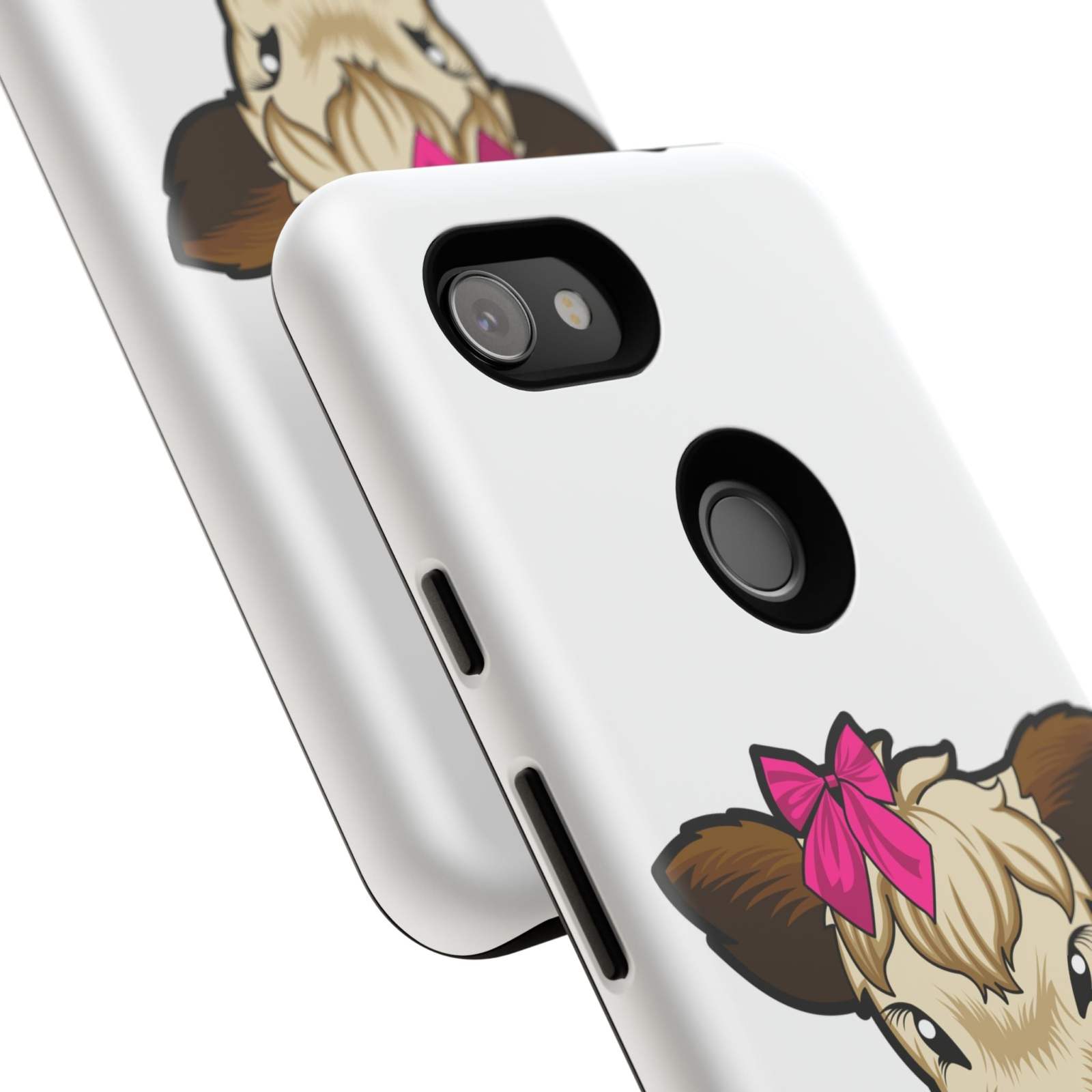 Farm animal lover gift - Annie the Cow phone case with cute farmhouse design and red bow.