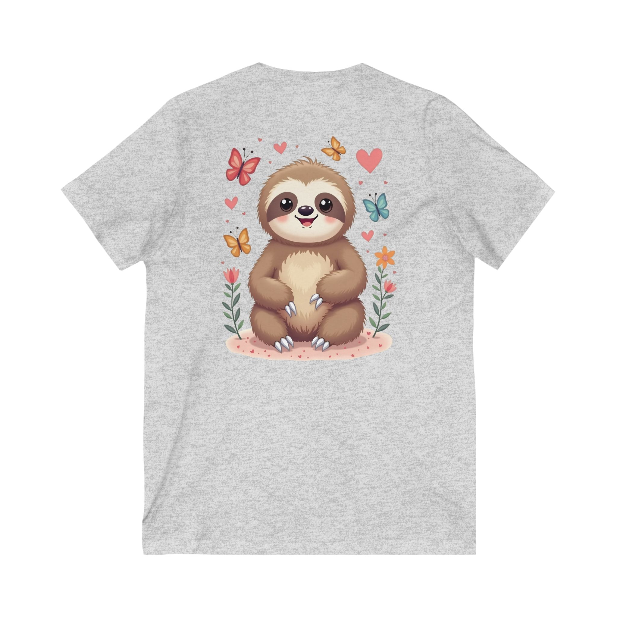 Cute Sloth Graphic V-Neck T-Shirt