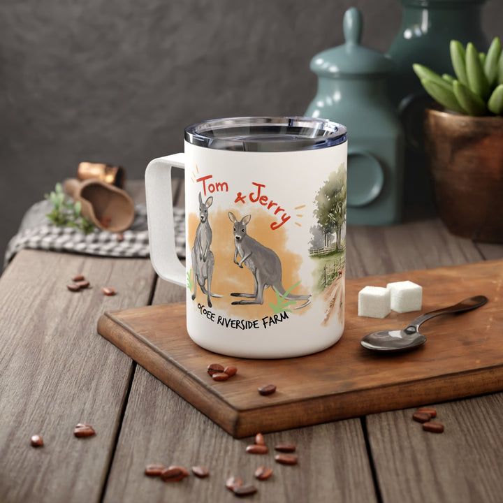 Rustic Farmhouse Insulated Coffee Mug - 10oz with Whimsical Artwork