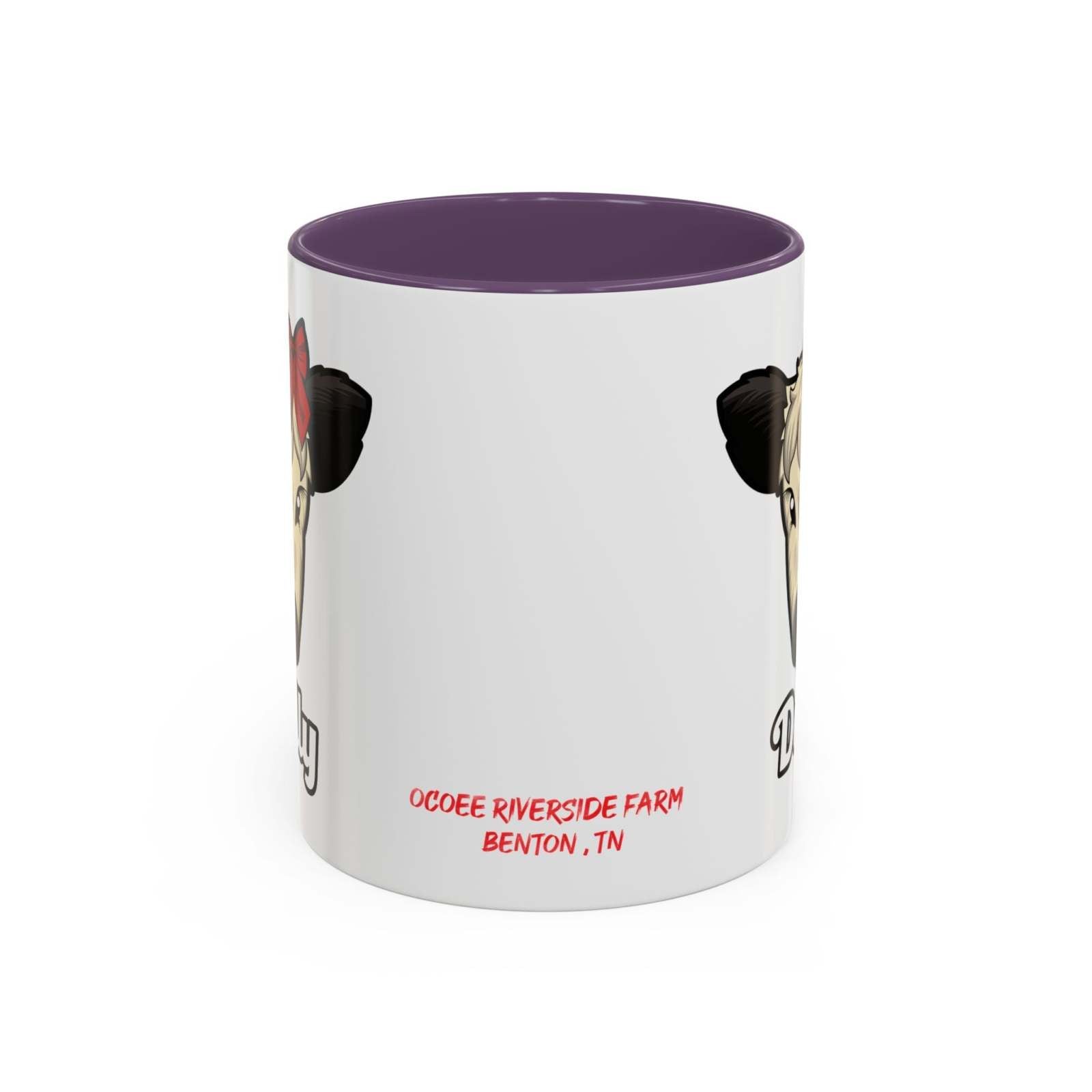 Farm Animal Coffee Mug featuring Dolly the cute cow with red bow, ceramic, microwave and dishwasher safe, farmhouse style design