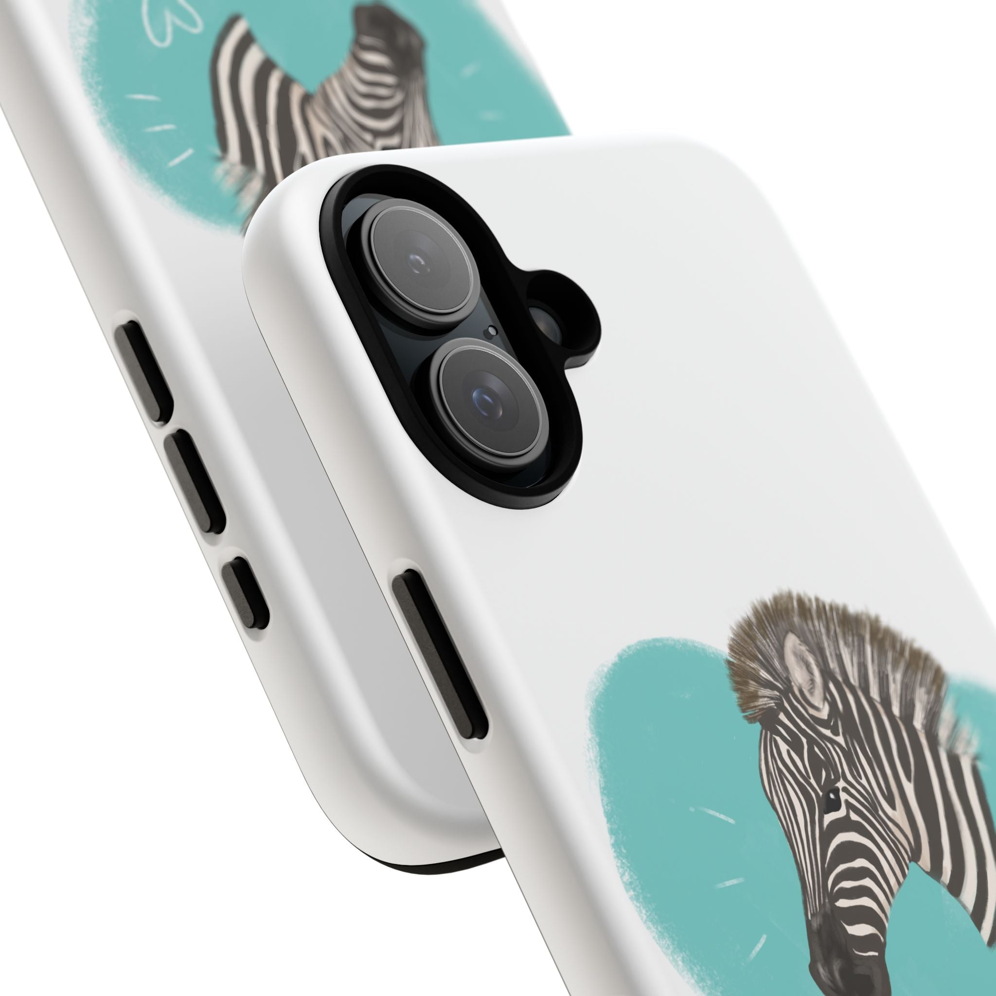 A zebra adorned with the word "Marty" creatively integrated into its stripes at Ocoee Riverside Farm Phone Case