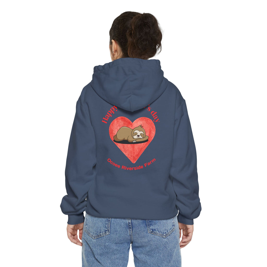Valentine's Day Unisex Garment-Dyed Hoodie with Cute Sloth Design