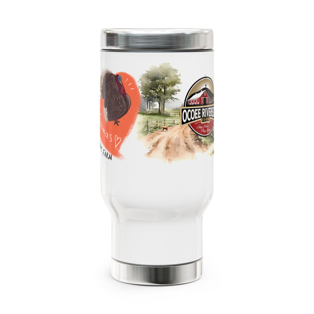 Personalized Stainless Steel Travel Mug - Farm Animal Design, 14oz