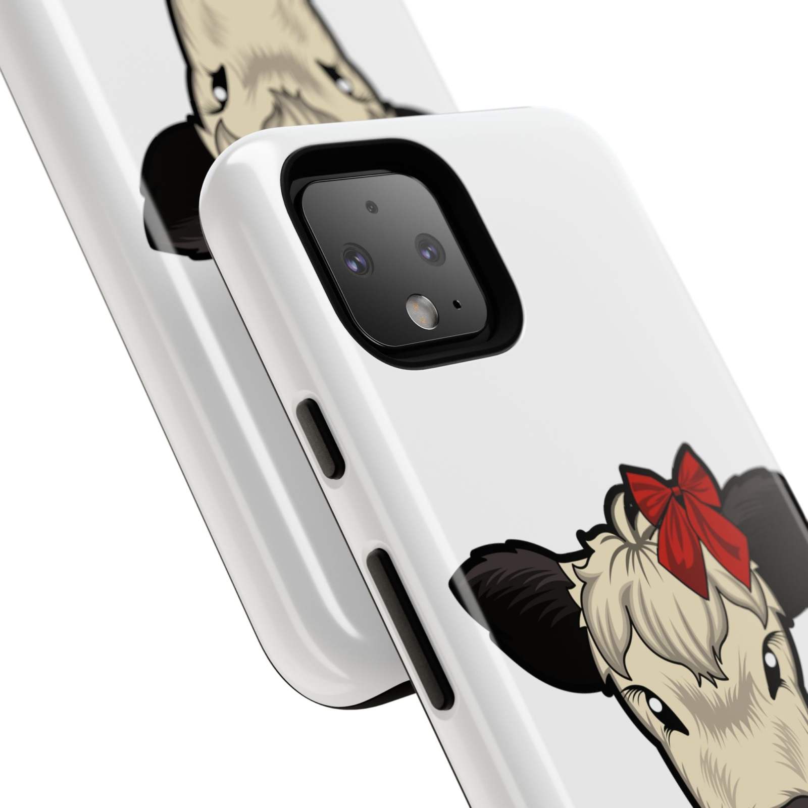 Farmhouse Chic Phone Case featuring Dolly the Cow with Red Bow.
