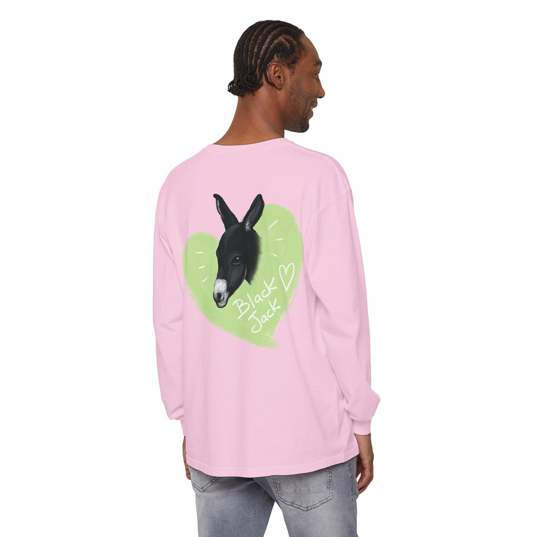 Unisex Long Sleeve Tee with Black Jack Graphic | Cute Animal Lover Shirt