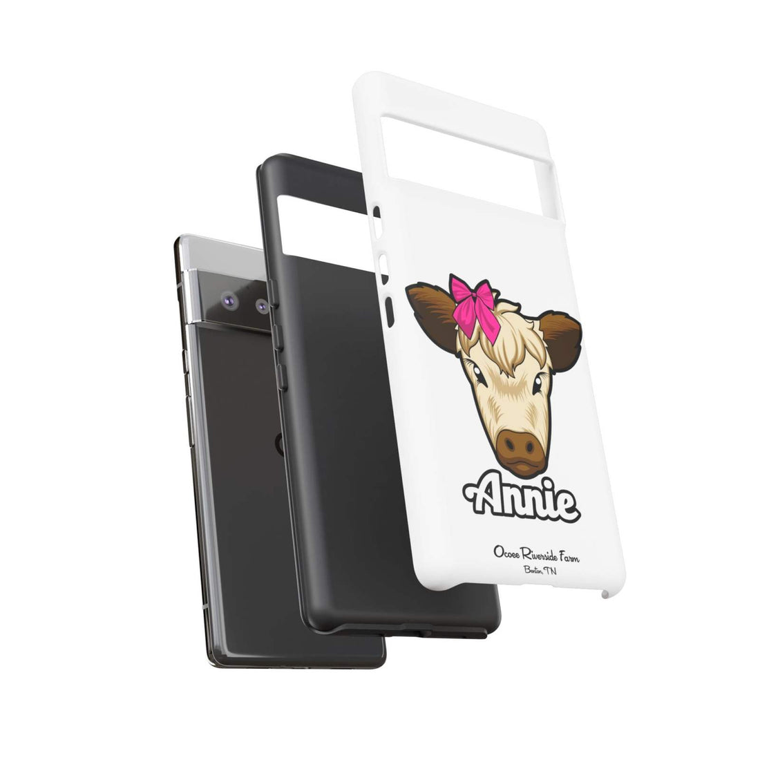 Cute cow phone case with red bow, perfect farm animal lover gift, stylish and durable.