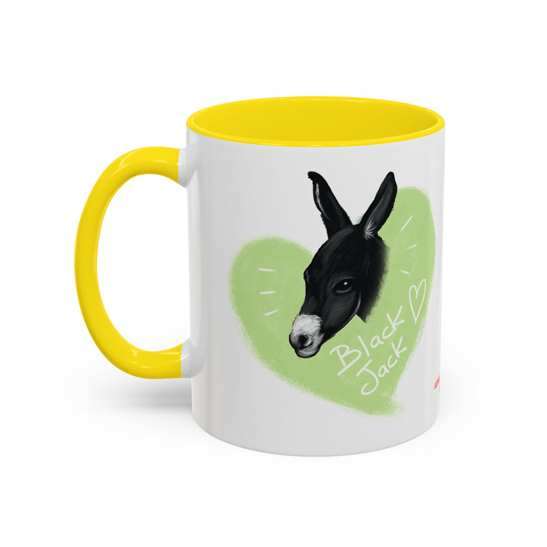 A donkey featuring the words "Black Jack" prominently displayed on its side at Ocoee Riverside Farm Coffee Mug