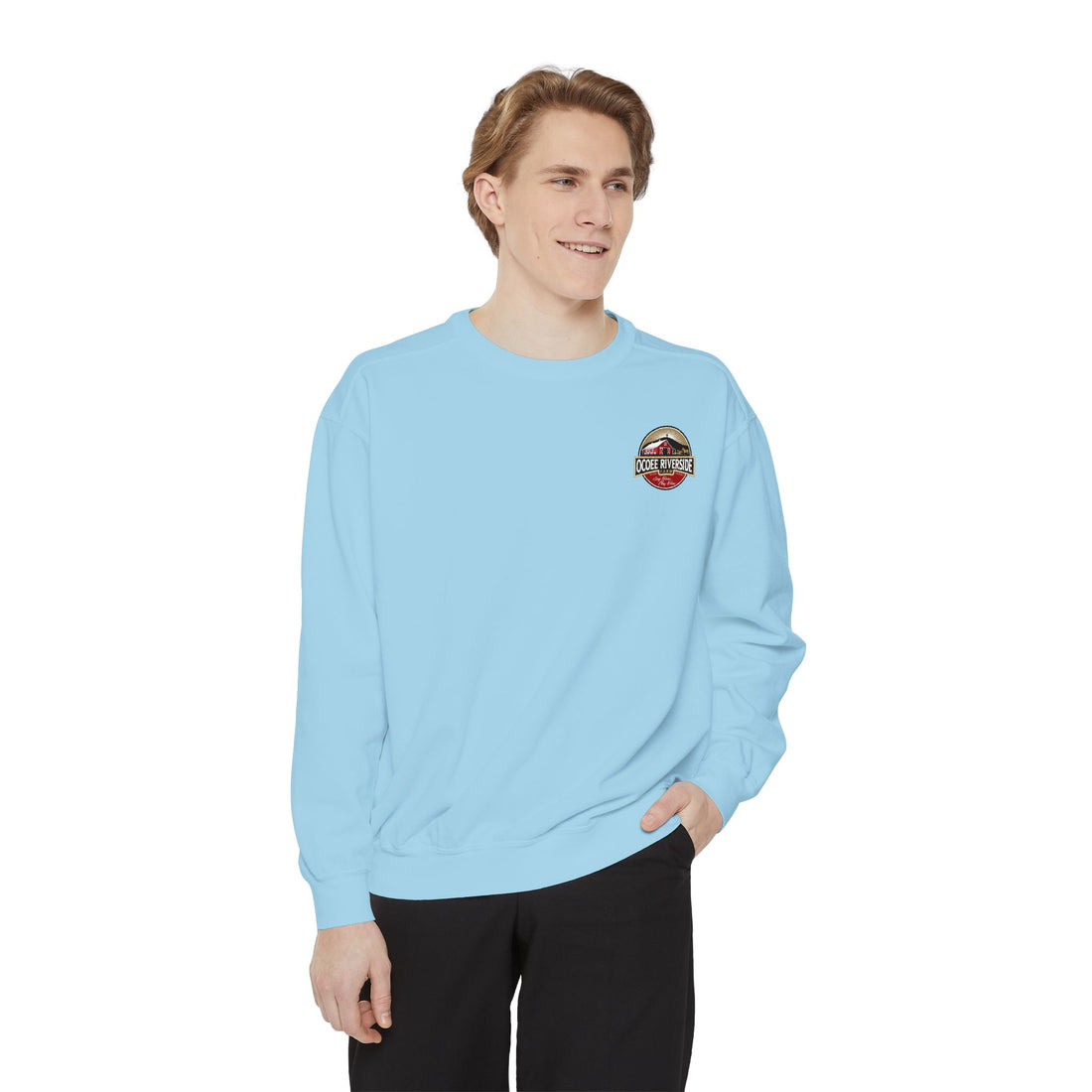 A zebra adorned with the word "Marty" creatively integrated into its stripes at Ocoee Riverside Farm Sweatshirt