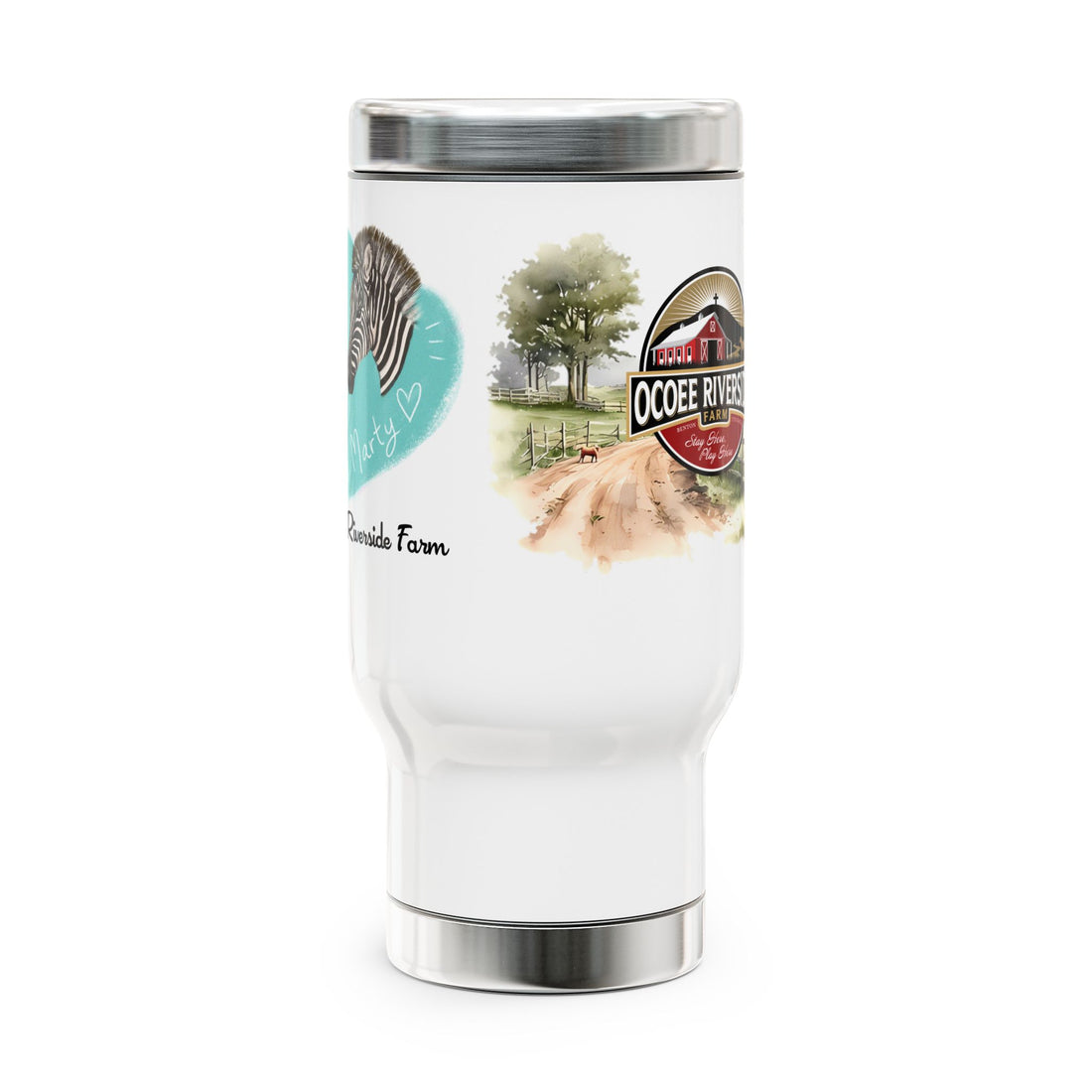 Personalized Stainless Steel Travel Mug - Farm Animal Design, 14oz