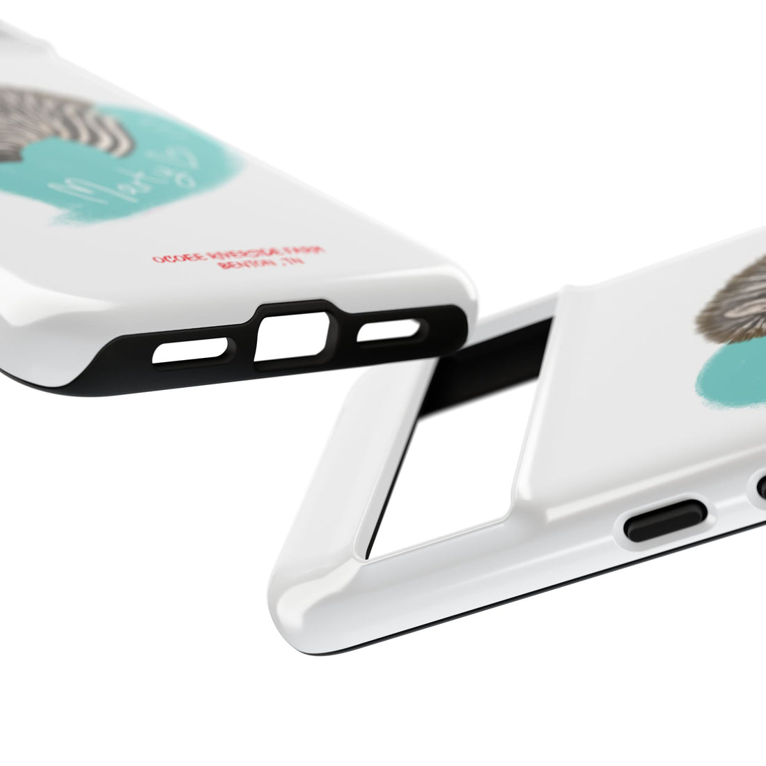 A zebra adorned with the word "Marty" creatively integrated into its stripes at Ocoee Riverside Farm Phone Case