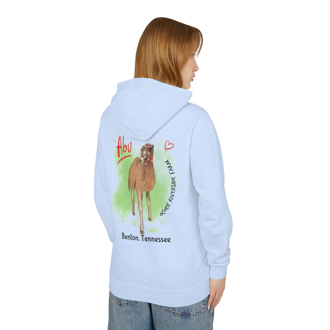 Unisex Lightweight Hooded Sweatshirt - Ocoee Riverside Farm Cute Camel