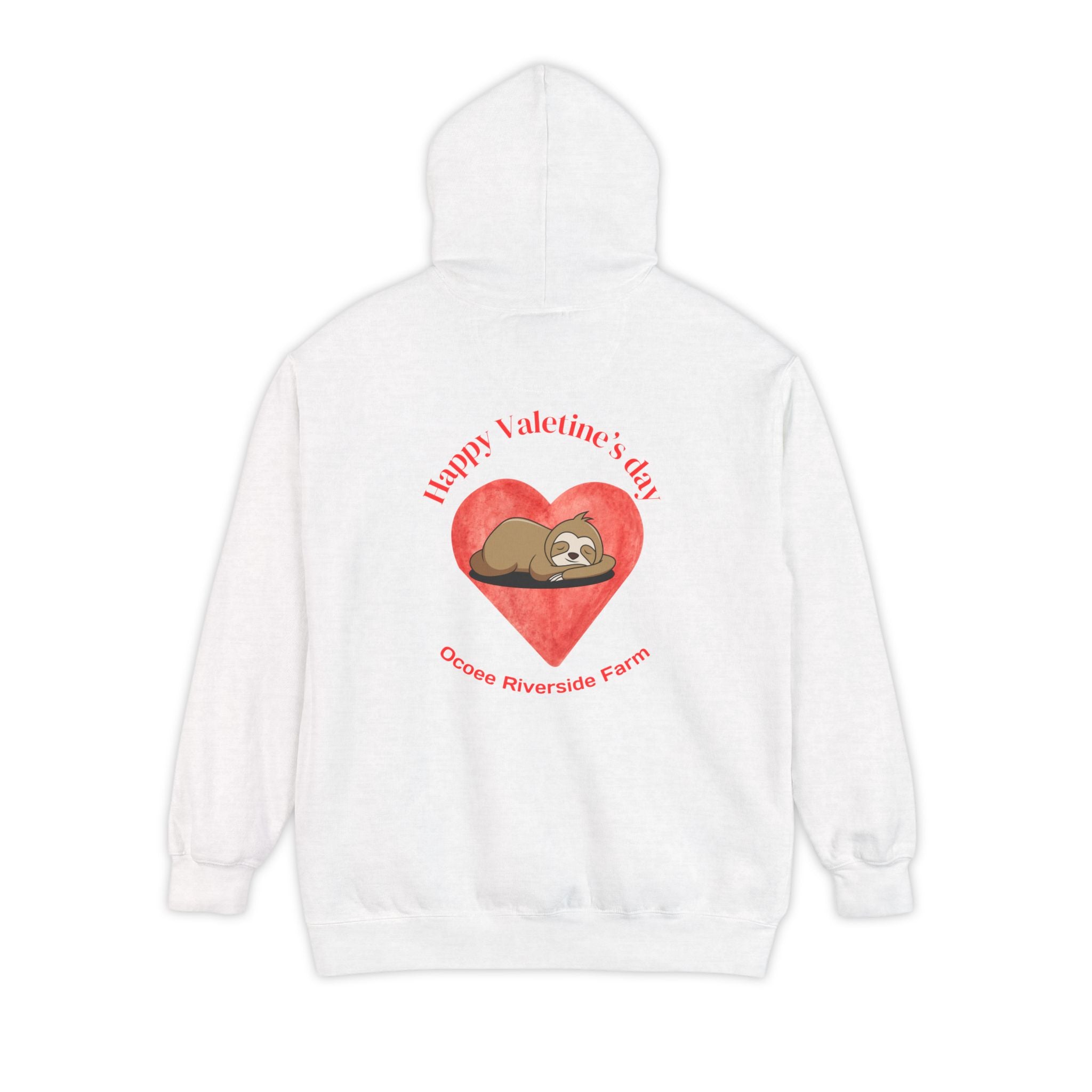 Valentine's Day Unisex Garment-Dyed Hoodie with Cute Sloth Design