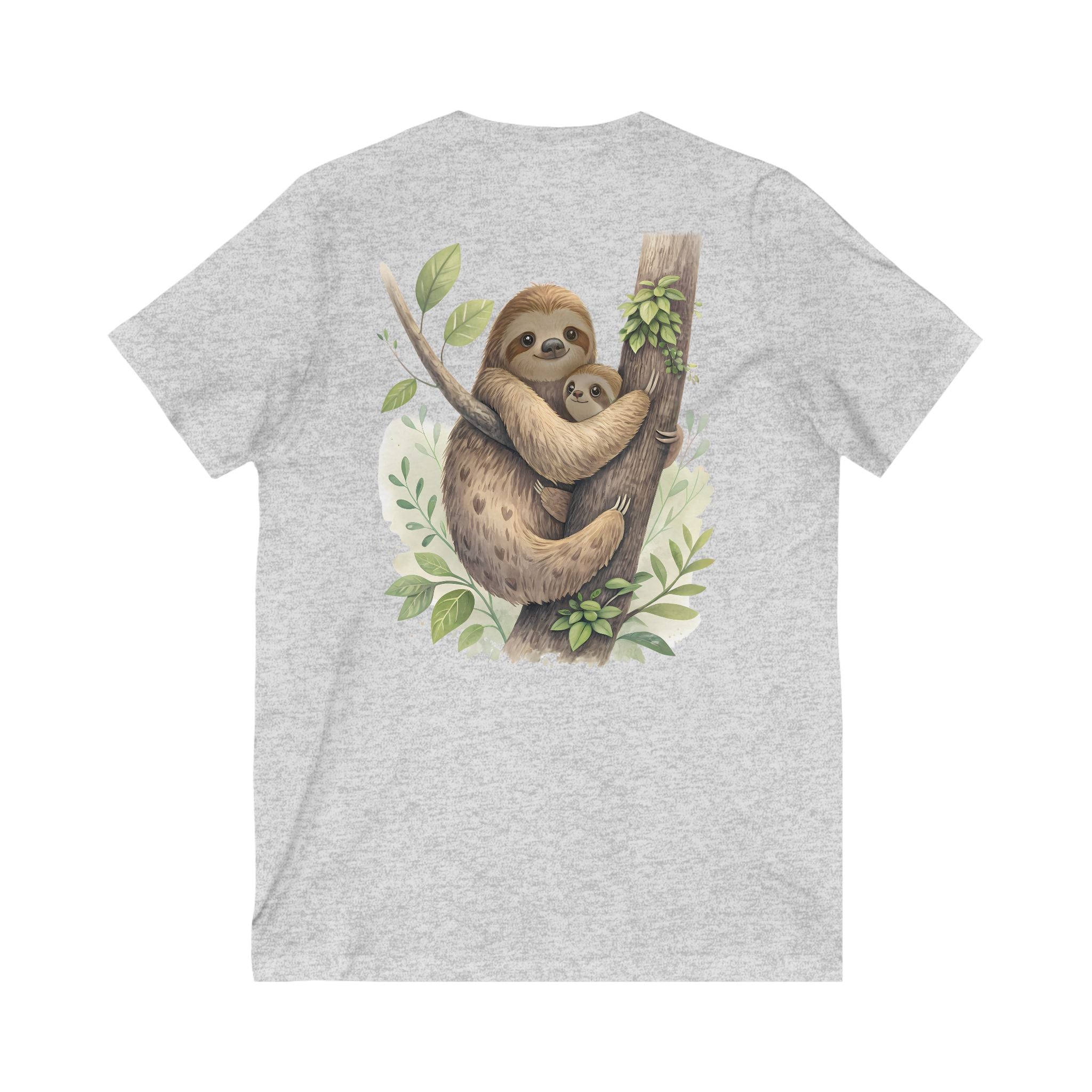 Cute Sloth Unisex V-Neck Tee - Relaxed Comfort for Nature Lovers
