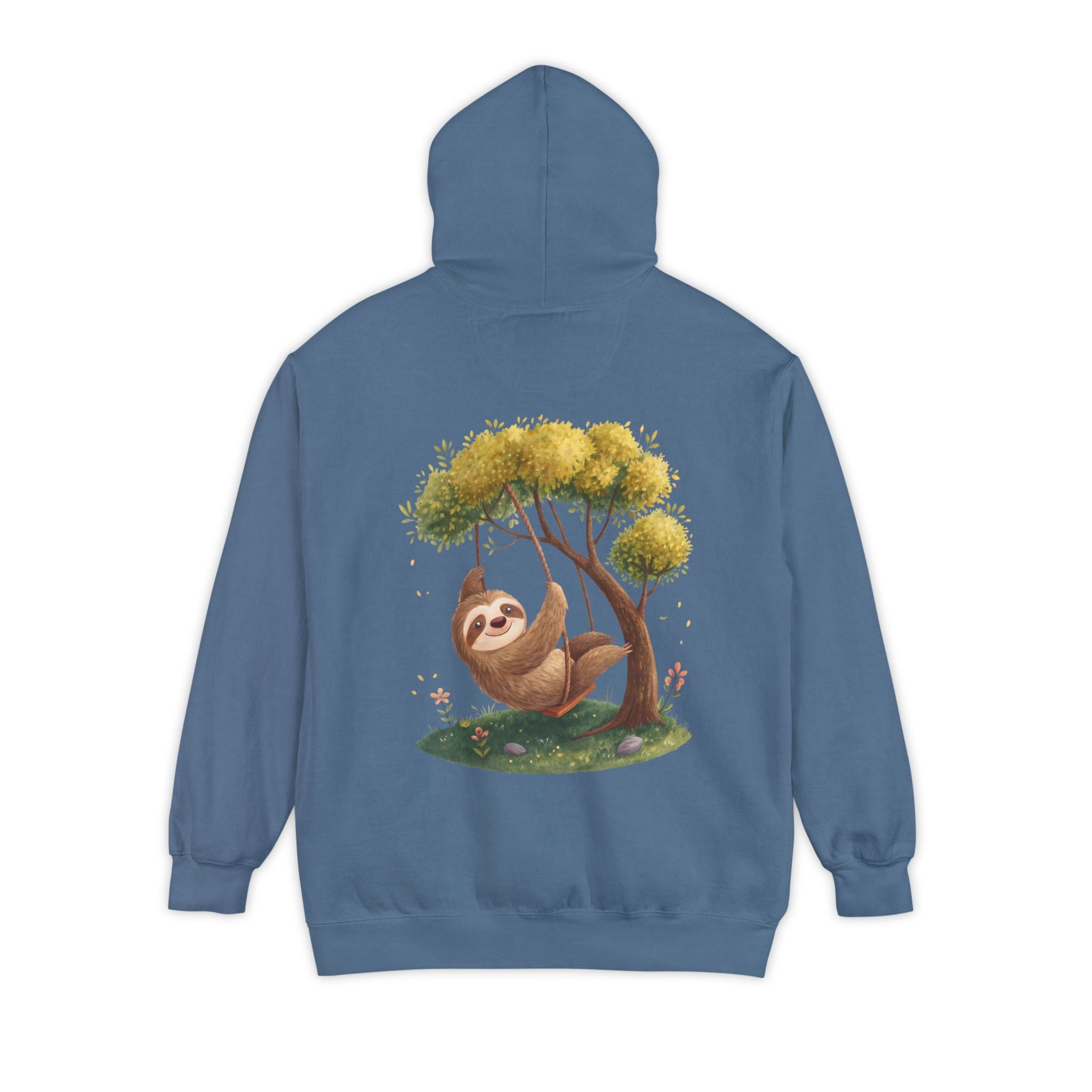 Cute Sloth Garment-Dyed Hoodie for Nature Lovers