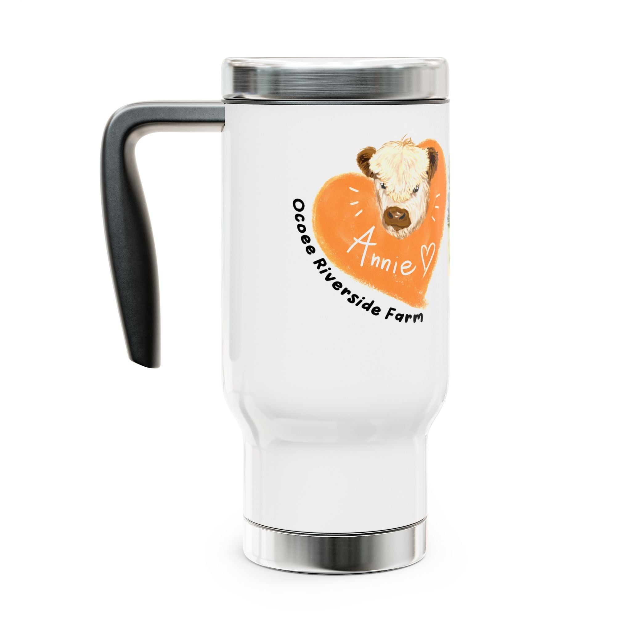 Personalized Stainless Steel Travel Mug - Farm Animal Design, 14oz