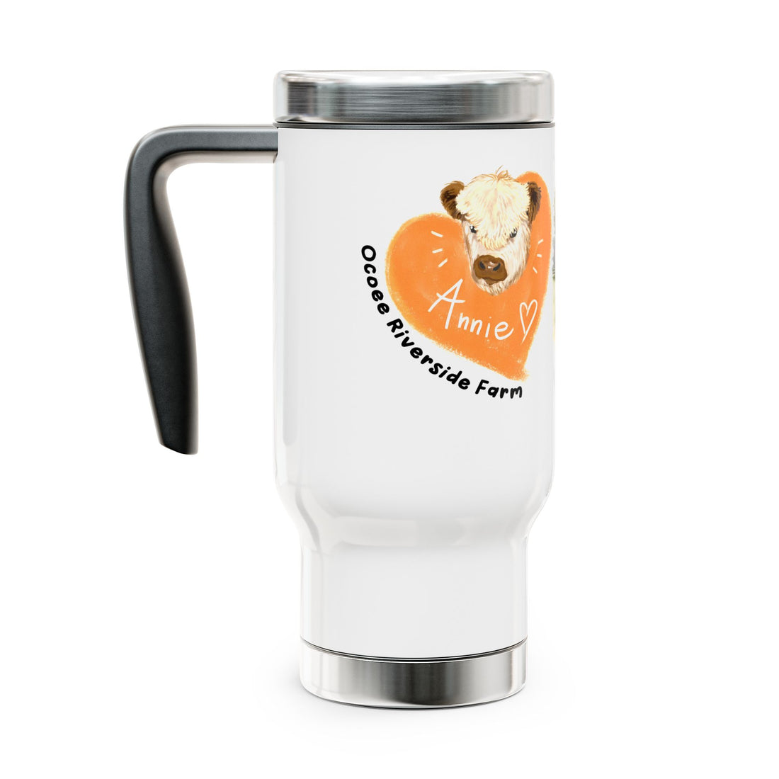Personalized Stainless Steel Travel Mug - Farm Animal Design, 14oz