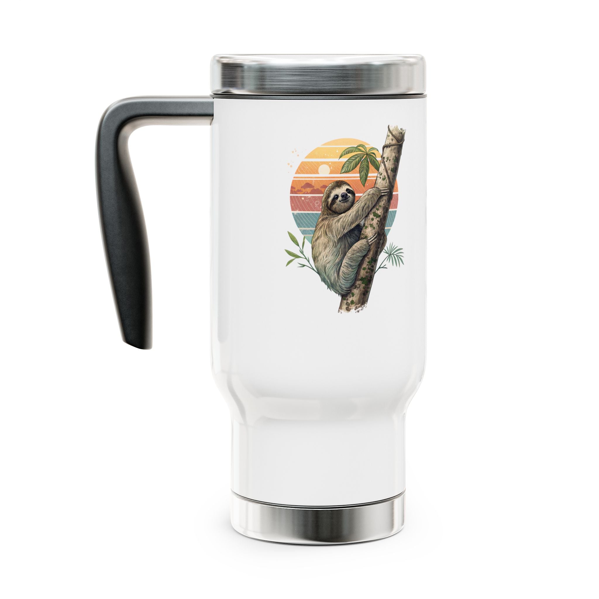 Charming Sloth Stainless Steel Travel Mug - 14oz Insulated Cup with Handle