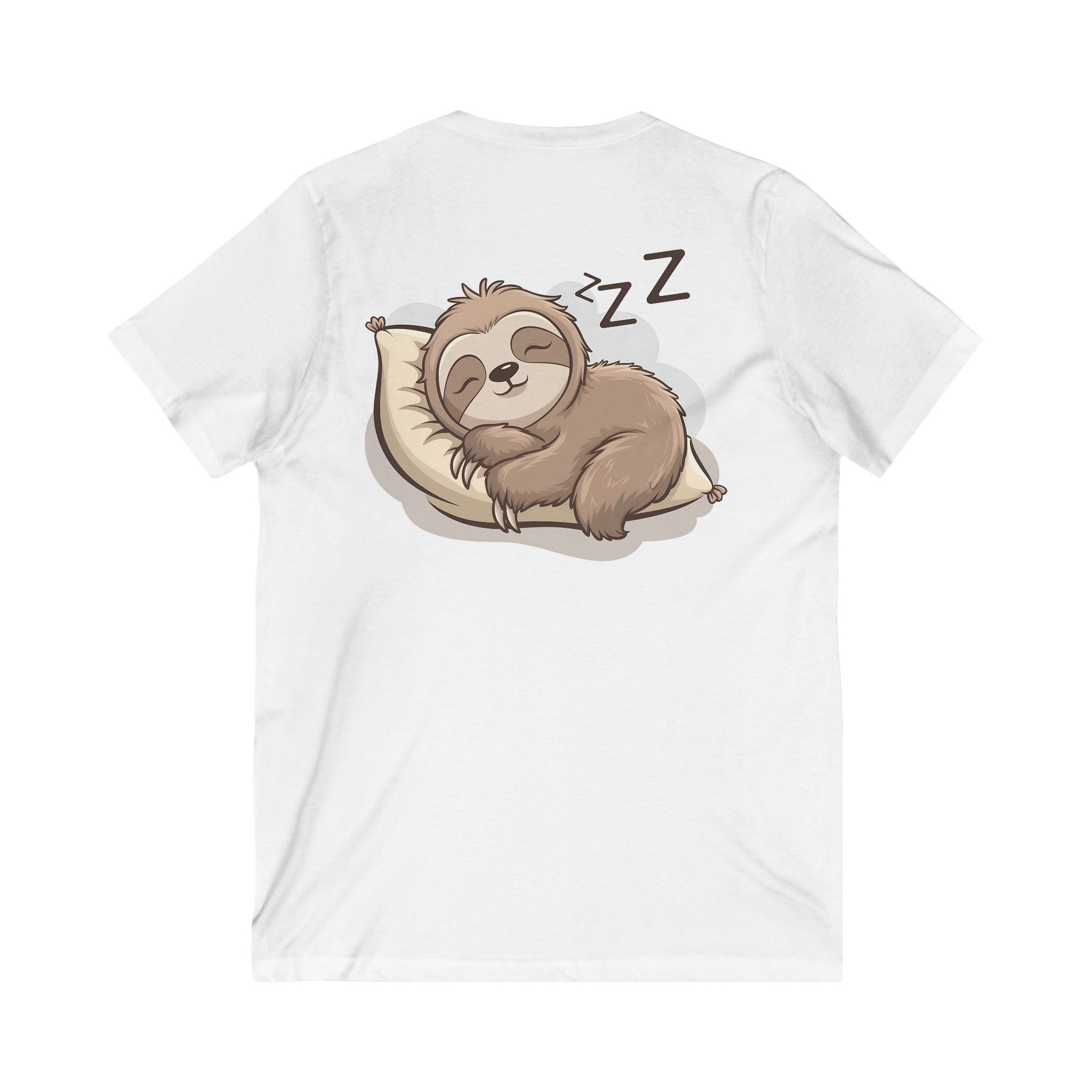 Sleepy Sloth V-Neck Tee - Relaxed Unisex Short Sleeve Shirt