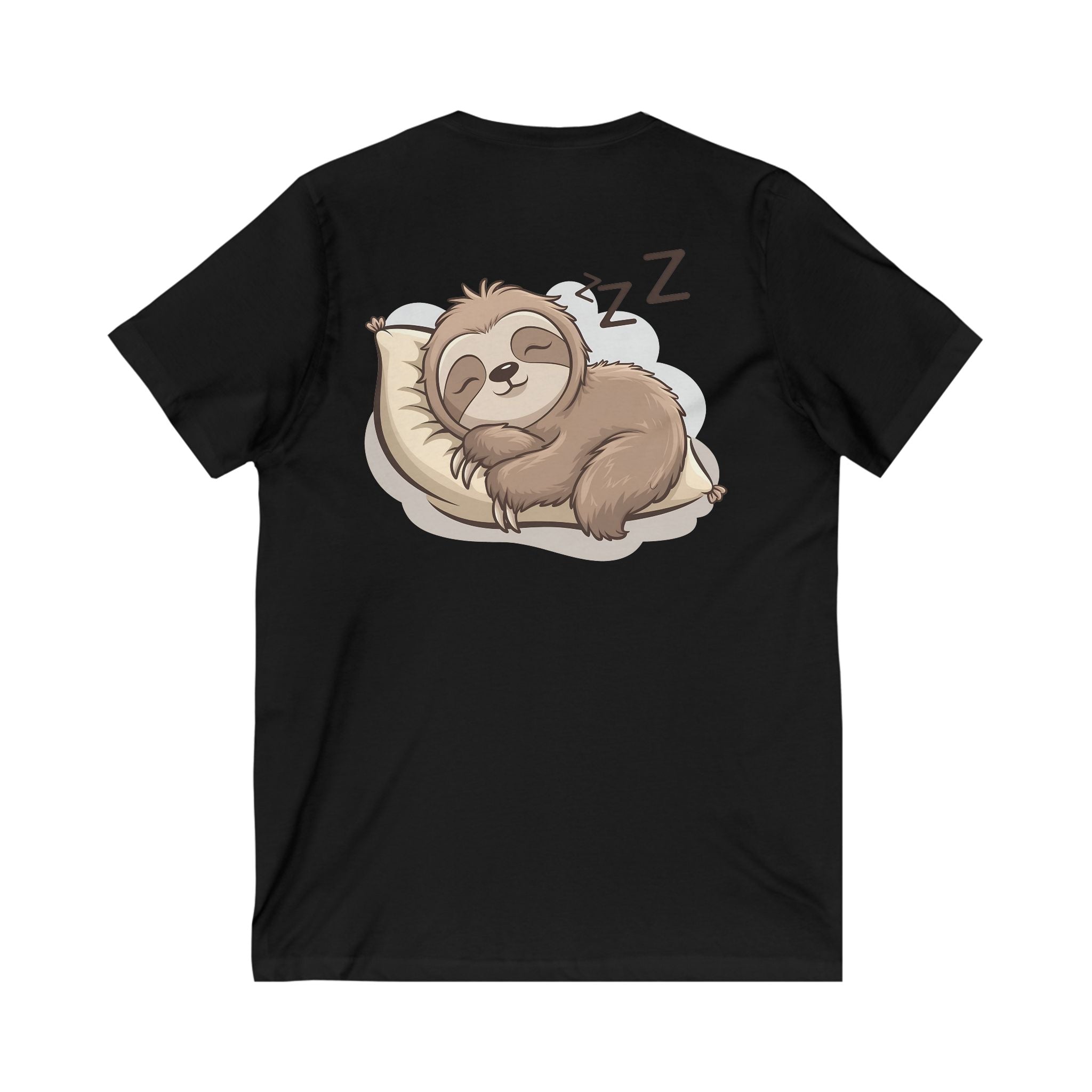 Sleepy Sloth V-Neck Tee - Relaxed Unisex Short Sleeve Shirt