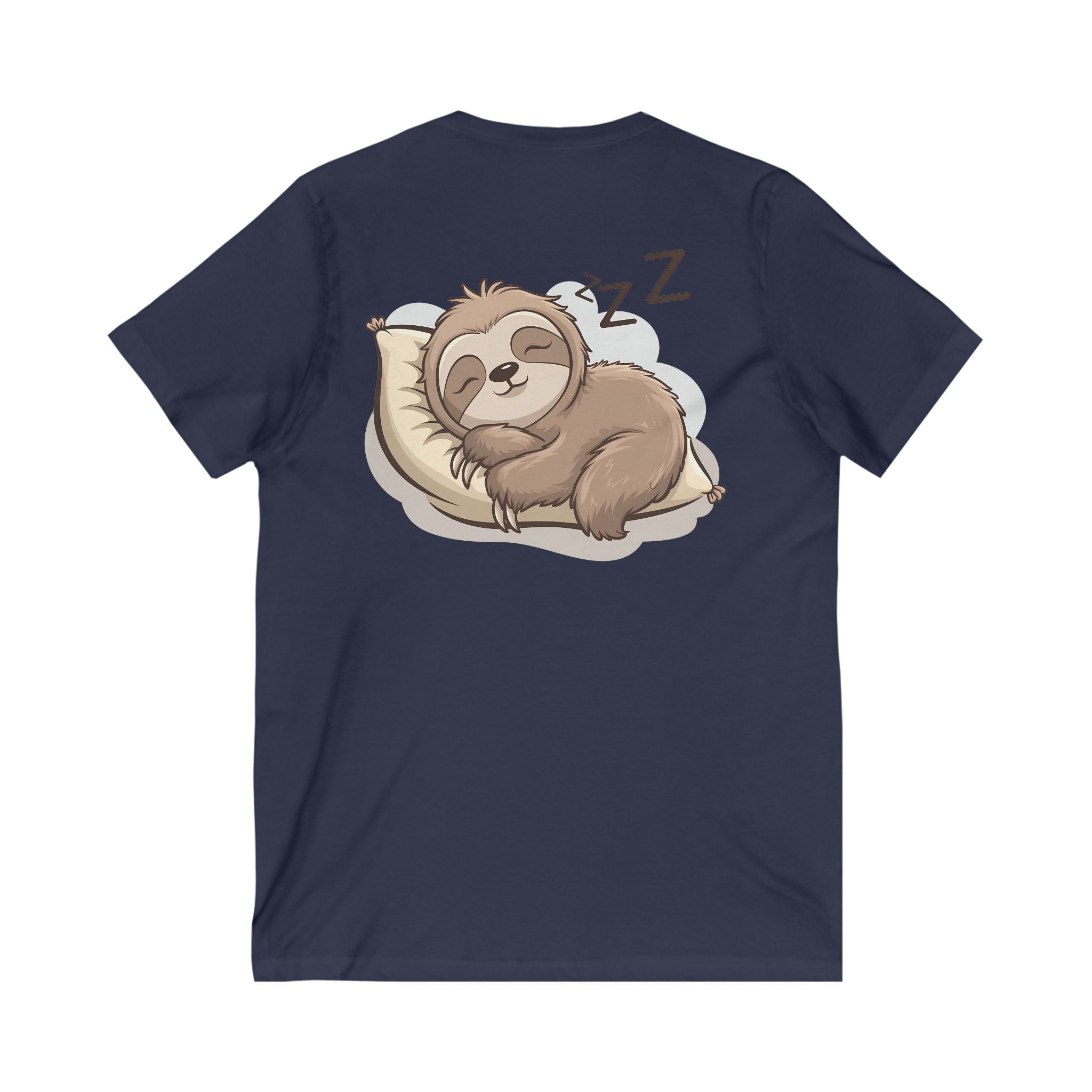 Sleepy Sloth V-Neck Tee - Relaxed Unisex Short Sleeve Shirt