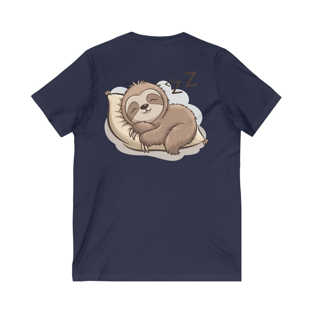 Sleepy Sloth V-Neck Tee - Relaxed Unisex Short Sleeve Shirt
