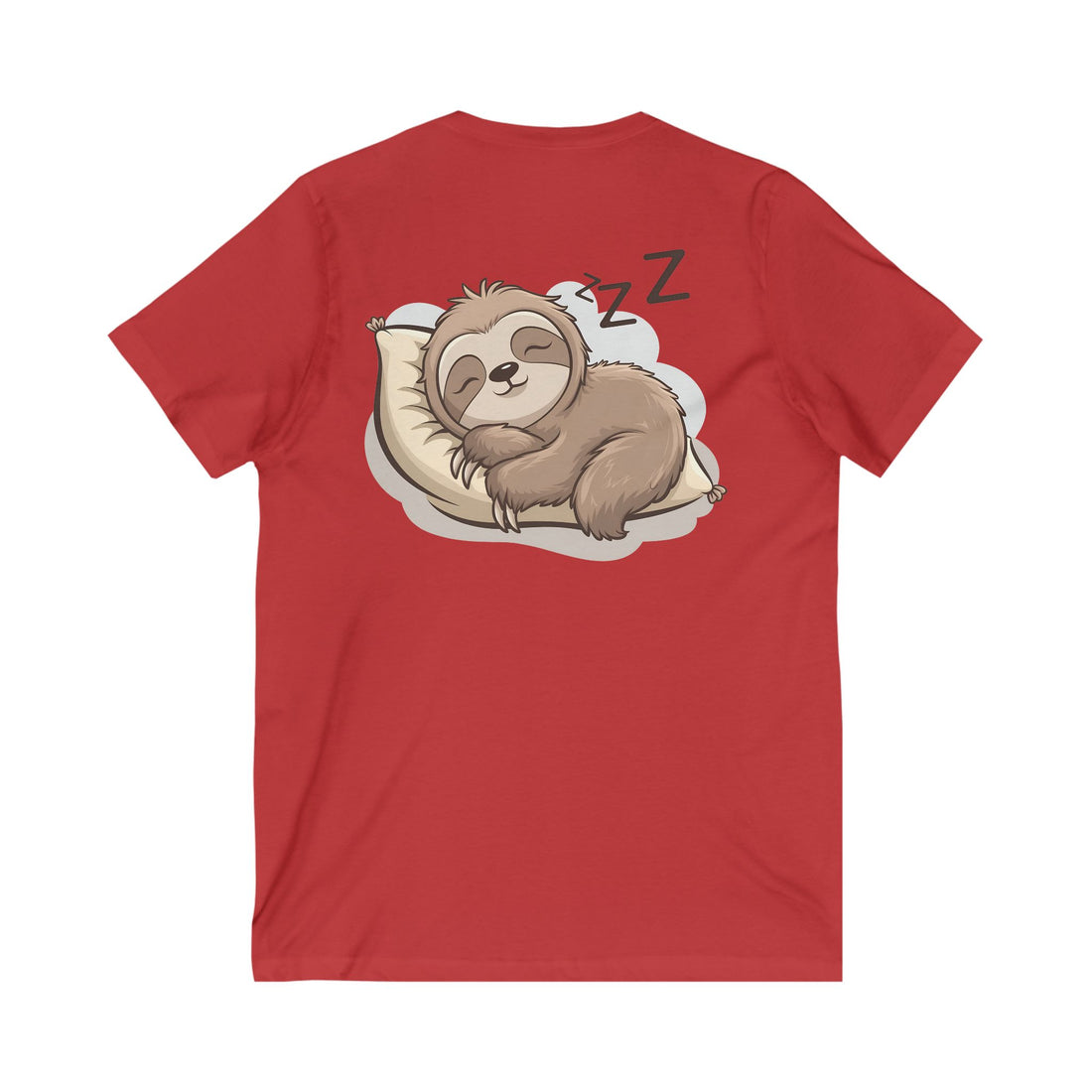 Sleepy Sloth V-Neck Tee - Relaxed Unisex Short Sleeve Shirt