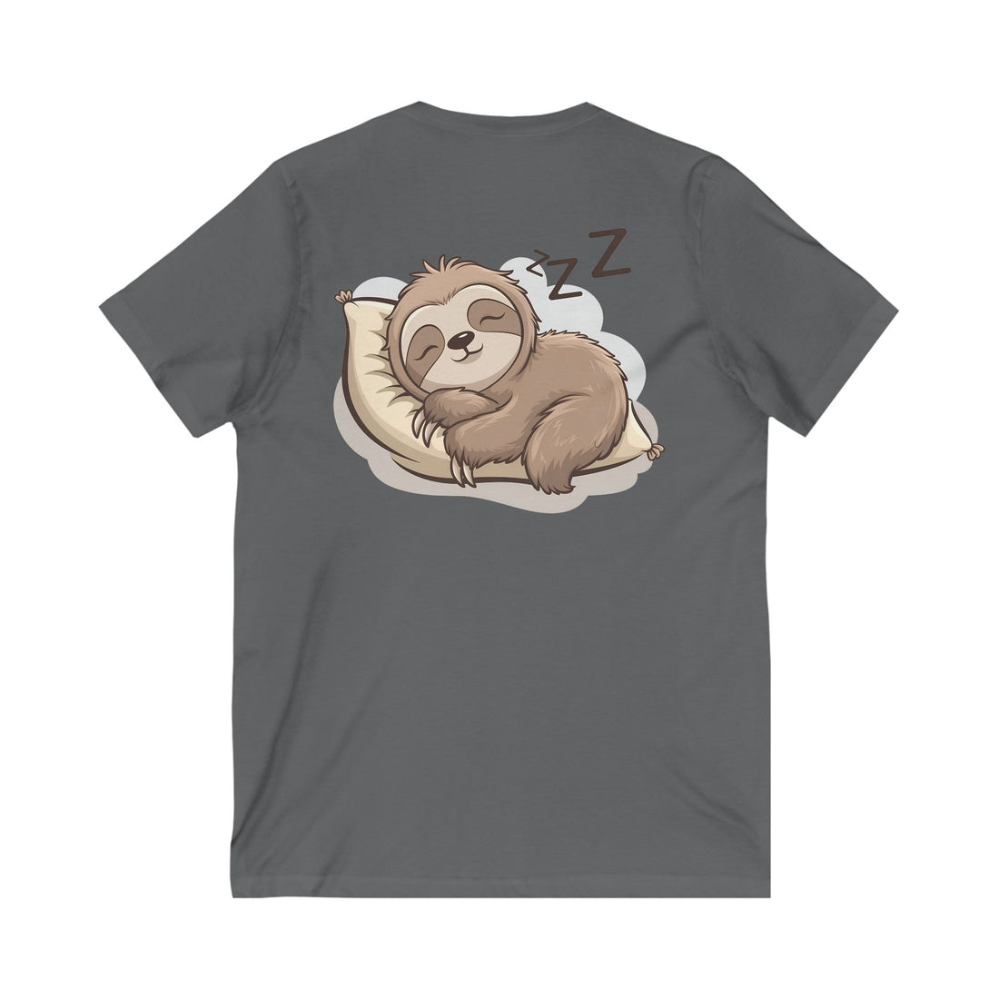 Sleepy Sloth V-Neck Tee - Relaxed Unisex Short Sleeve Shirt