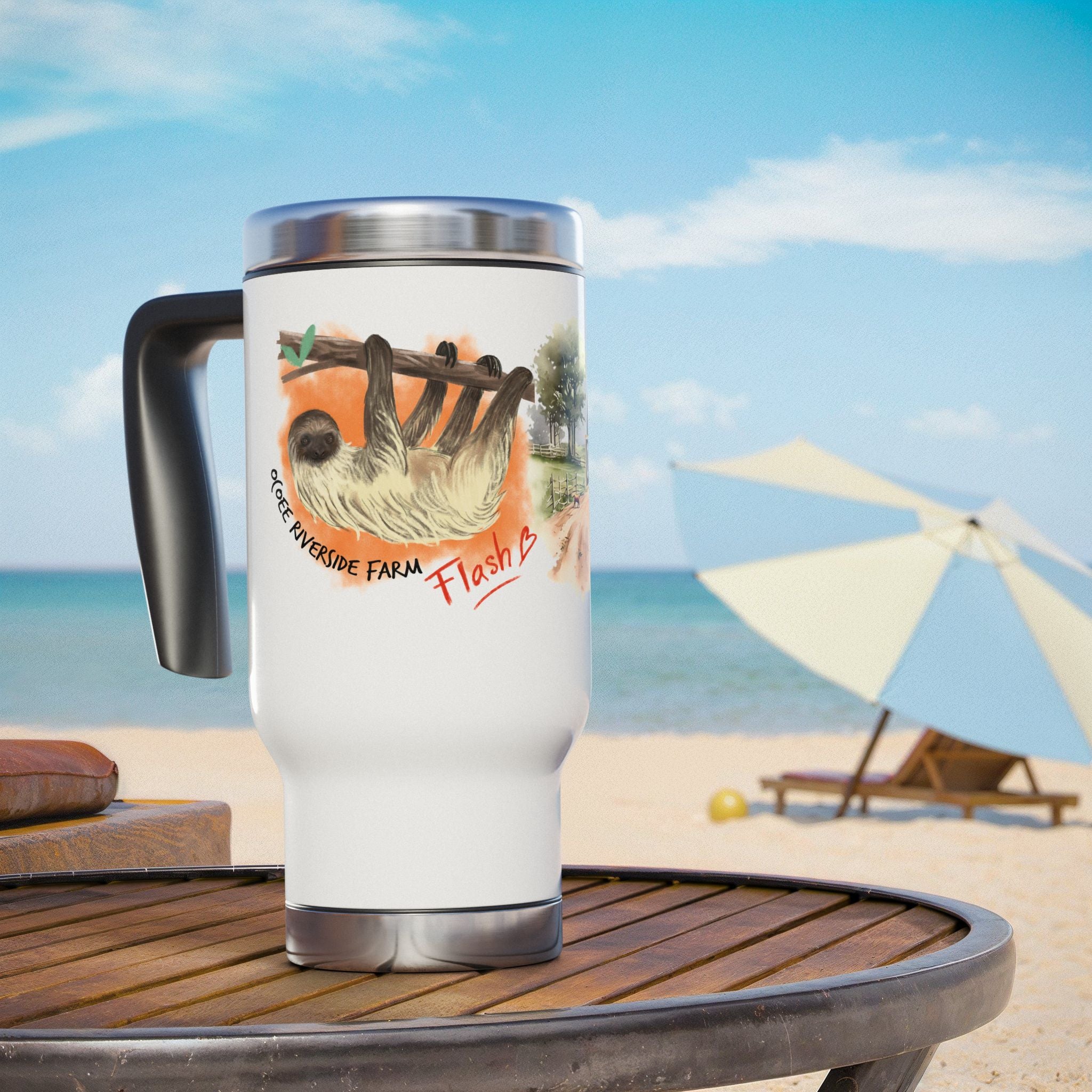 Personalized Stainless Steel Travel Mug - Farm Animal Design, 14oz