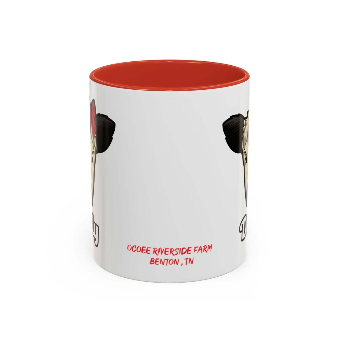 Farm Animal Coffee Mug featuring Dolly the cute cow with a red bow, ceramic, microwave and dishwasher safe, rustic farmhouse style