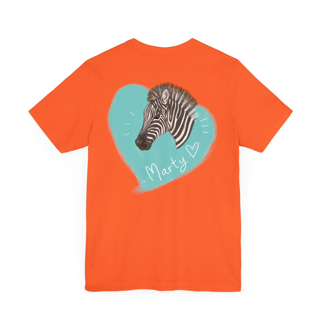 A zebra adorned with the word "Marty" creatively integrated into its stripes at Ocoee Riverside Farm T-Shirt