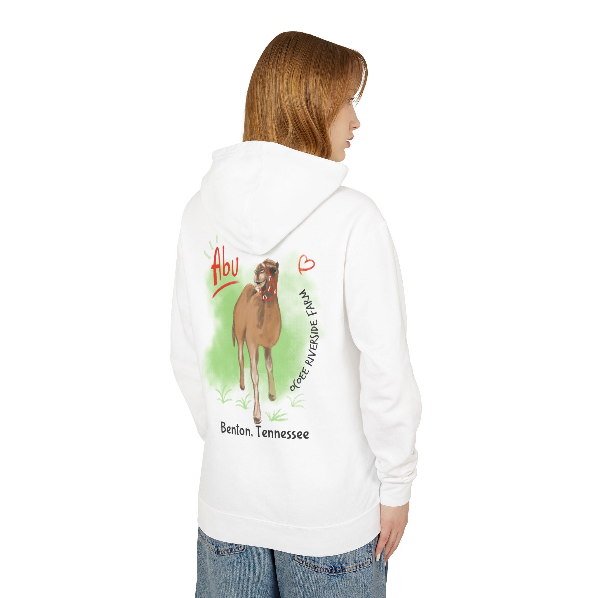 Unisex Lightweight Hooded Sweatshirt - Ocoee Riverside Farm Cute Camel