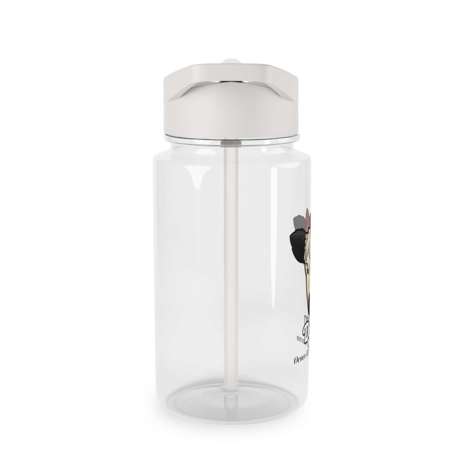 Clear Cow Print Water Bottle with spill-resistant lid and foldable straw, BPA-free and eco-friendly hydration bottle