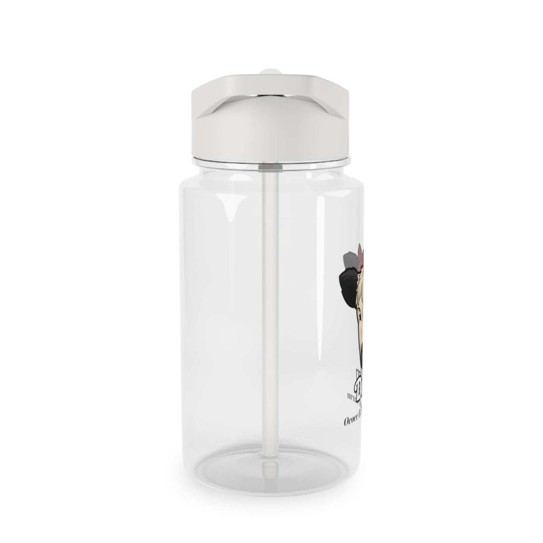 Clear Cow Print Water Bottle with spill-resistant lid and foldable straw, BPA-free and eco-friendly hydration bottle