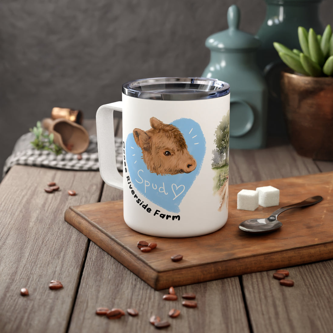Rustic Insulated Coffee Mug | 10oz Mug with Farmhouse Design for Country Lovers