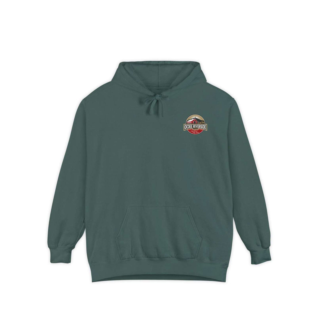 Unisex hoodie with farm animal lover design, green color, features logo on chest.