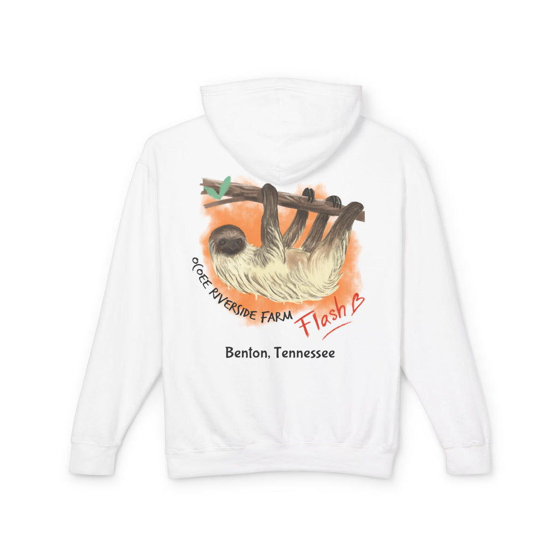 Unisex Lightweight Hooded Sweatshirt - Ocoee Riverside Farm Cute Sloth