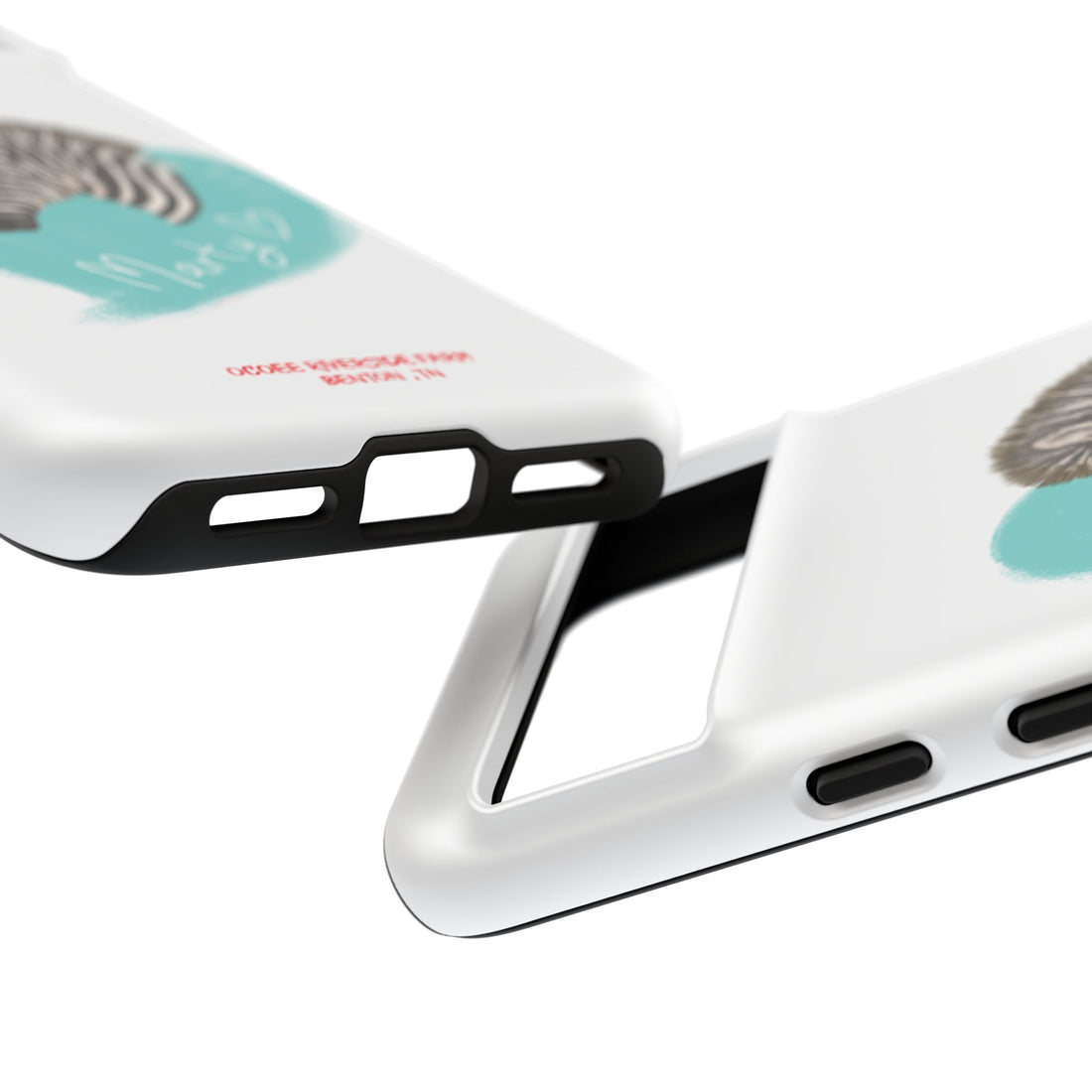 A zebra adorned with the word "Marty" creatively integrated into its stripes at Ocoee Riverside Farm Phone Case
