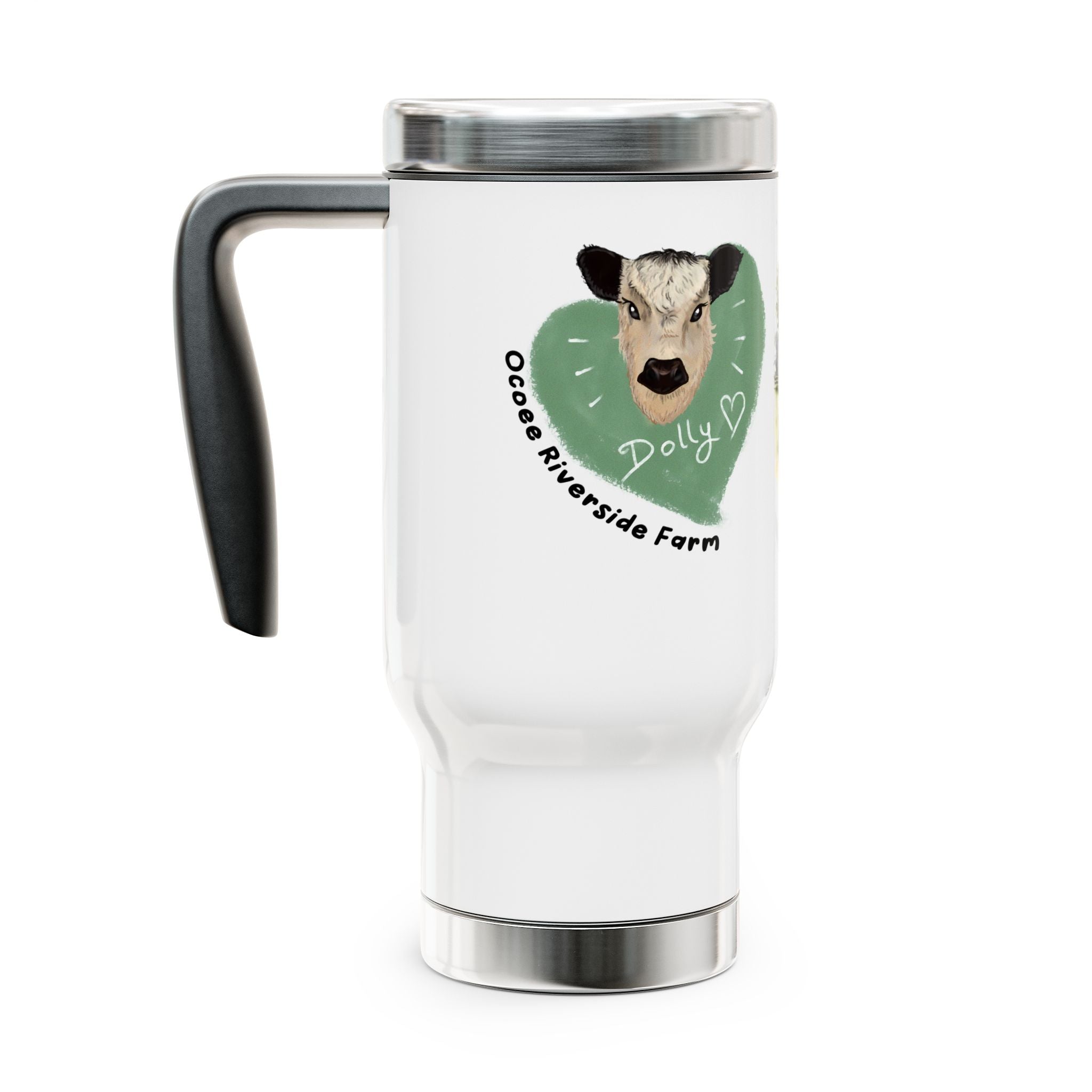 Personalized Stainless Steel Travel Mug - Farm Animal Design, 14oz