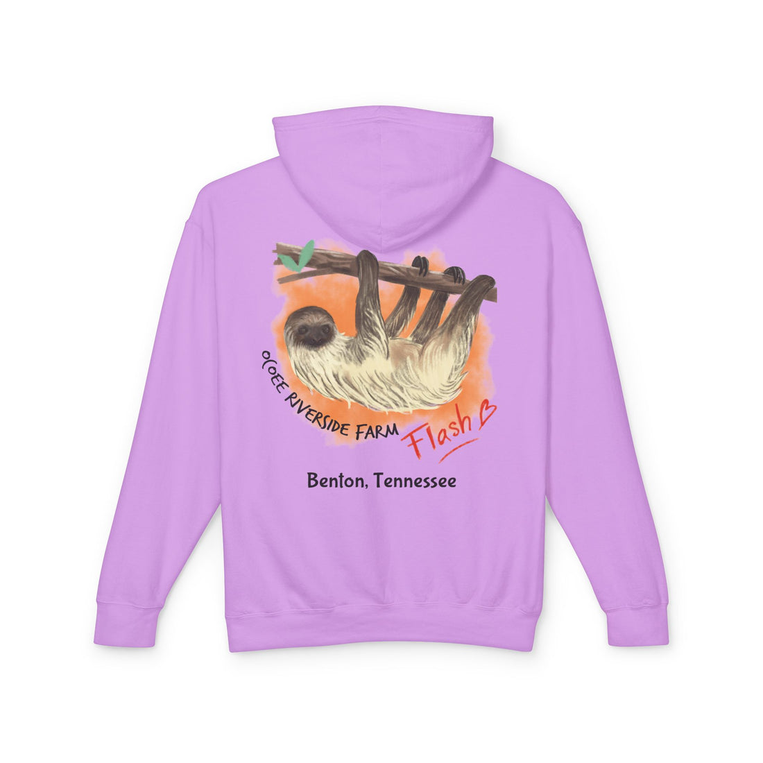 Unisex Lightweight Hooded Sweatshirt - Ocoee Riverside Farm Cute Sloth