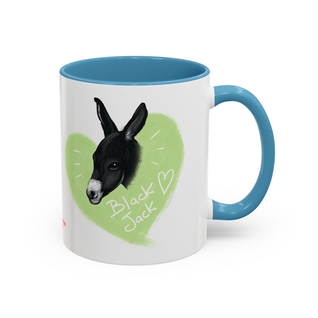 A donkey featuring the words "Black Jack" prominently displayed on its side at Ocoee Riverside Farm Coffee Mug
