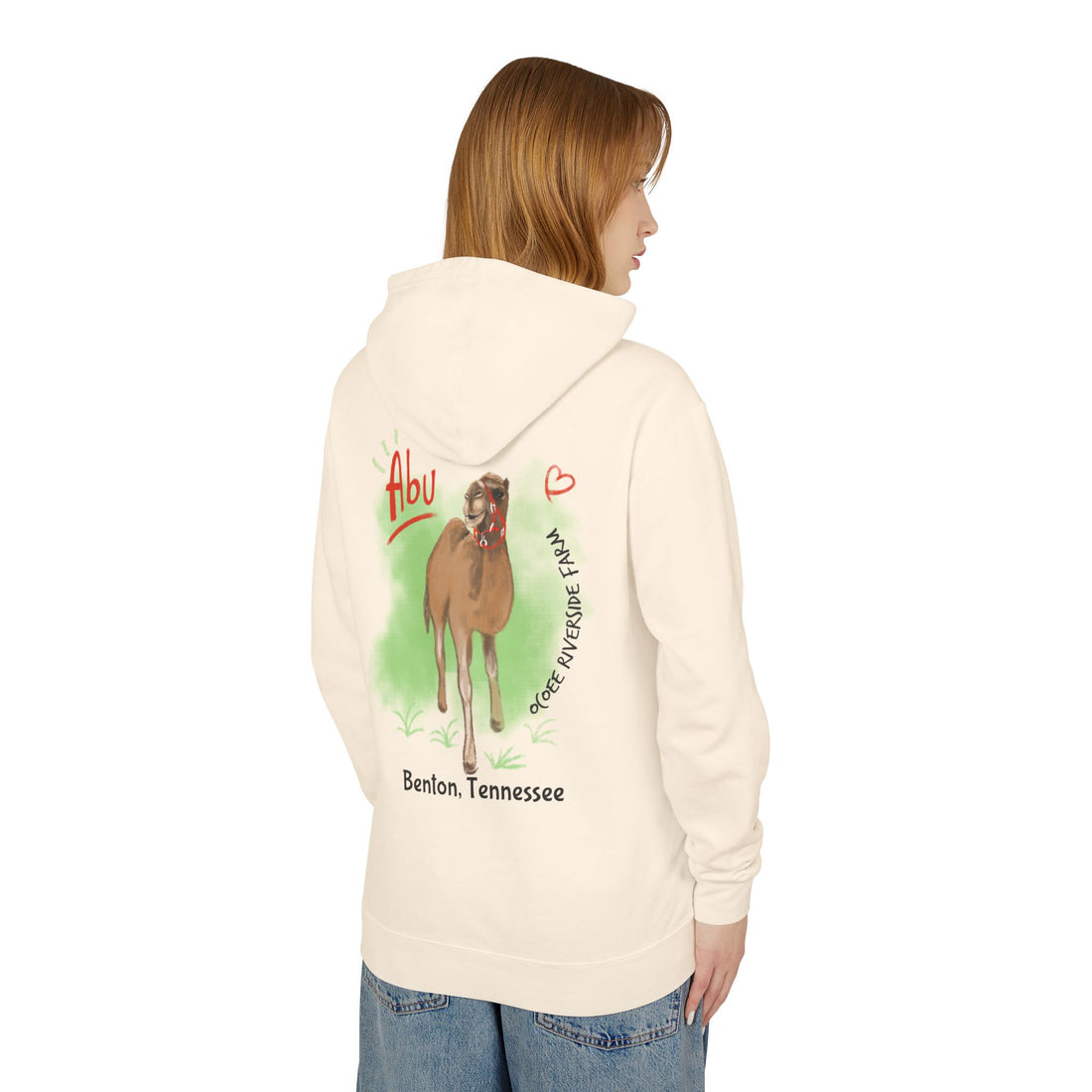Unisex Lightweight Hooded Sweatshirt - Ocoee Riverside Farm Cute Camel