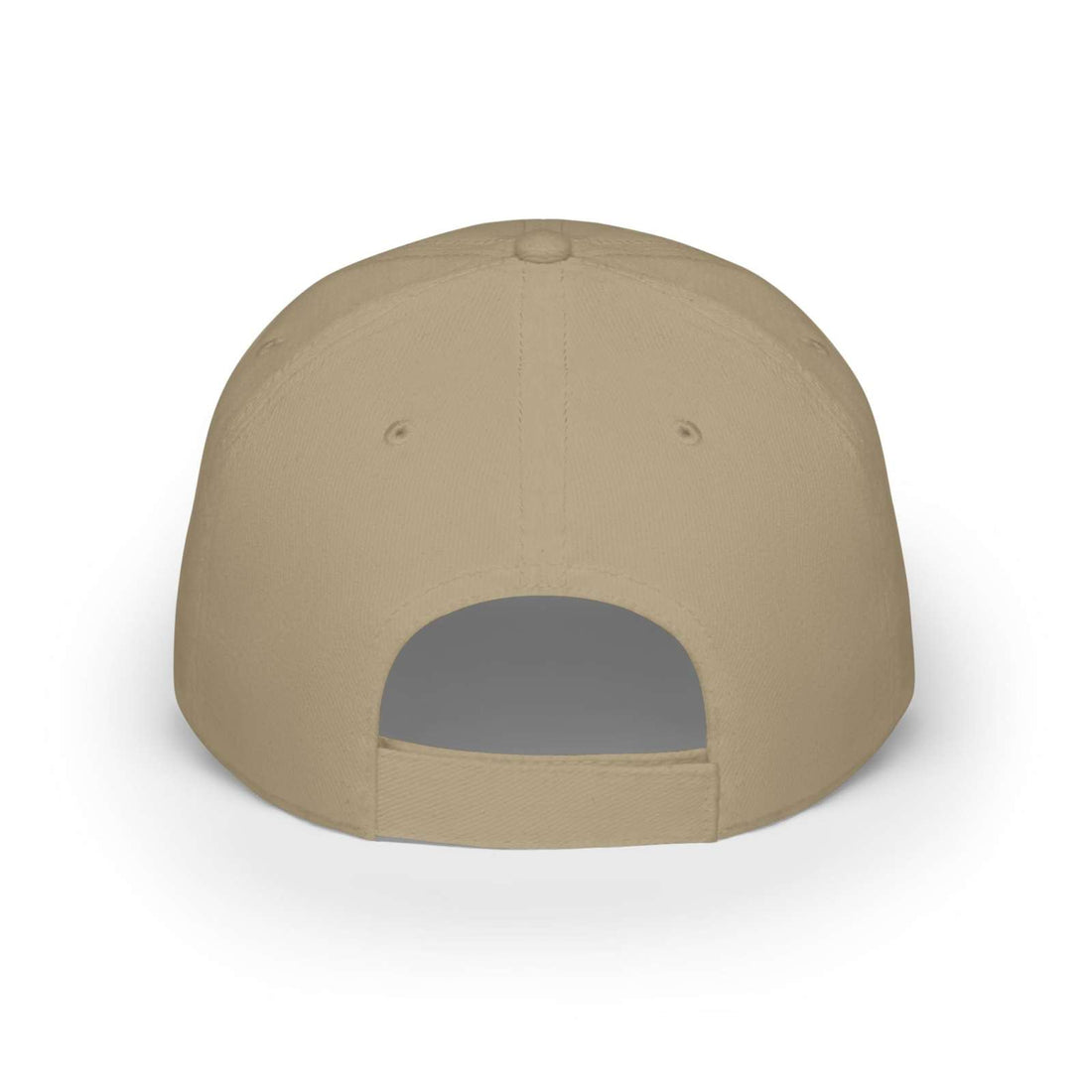 Back view of a beige cow baseball cap with adjustable Velcro closure