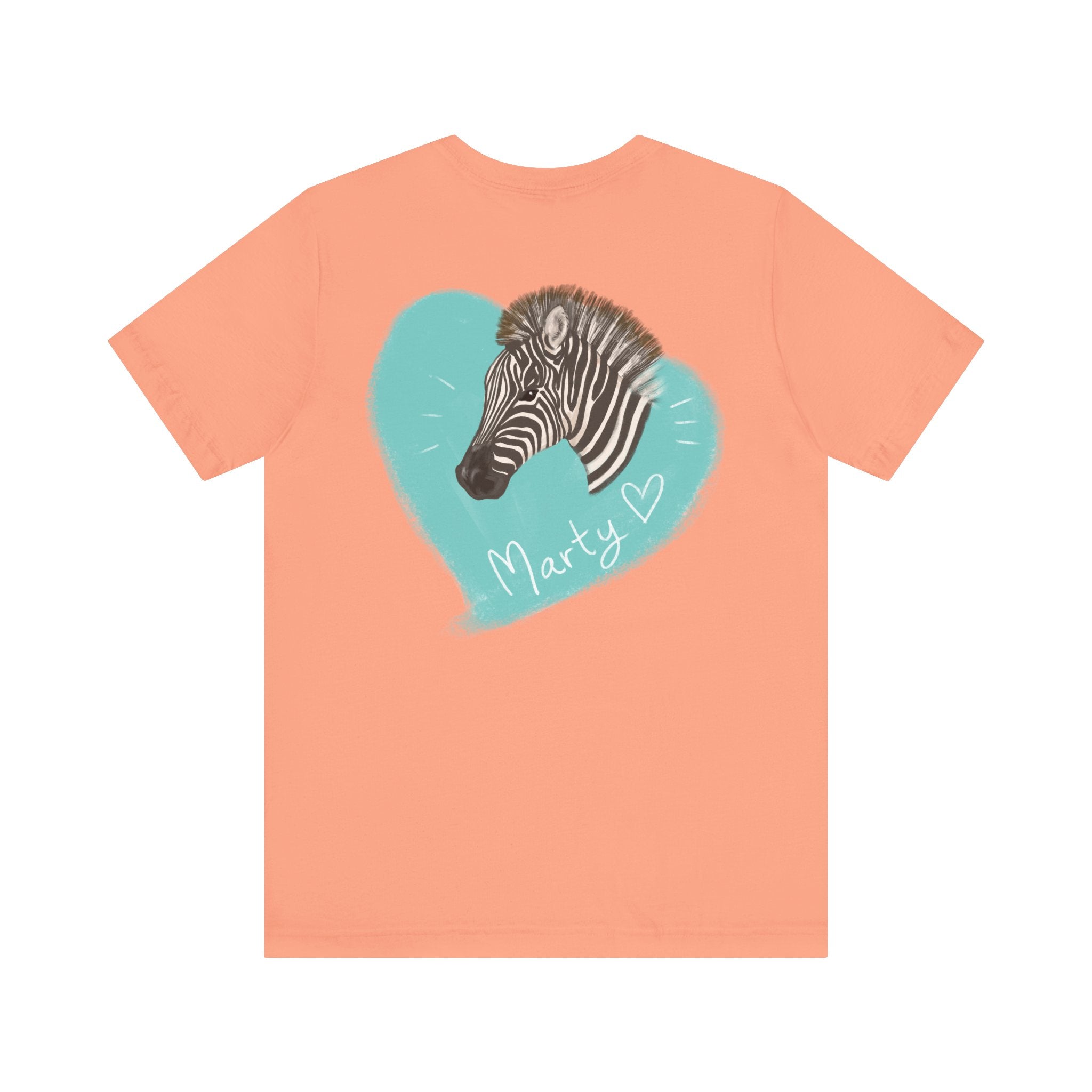 A zebra adorned with the word "Marty" creatively integrated into its stripes at Ocoee Riverside Farm T-Shirt