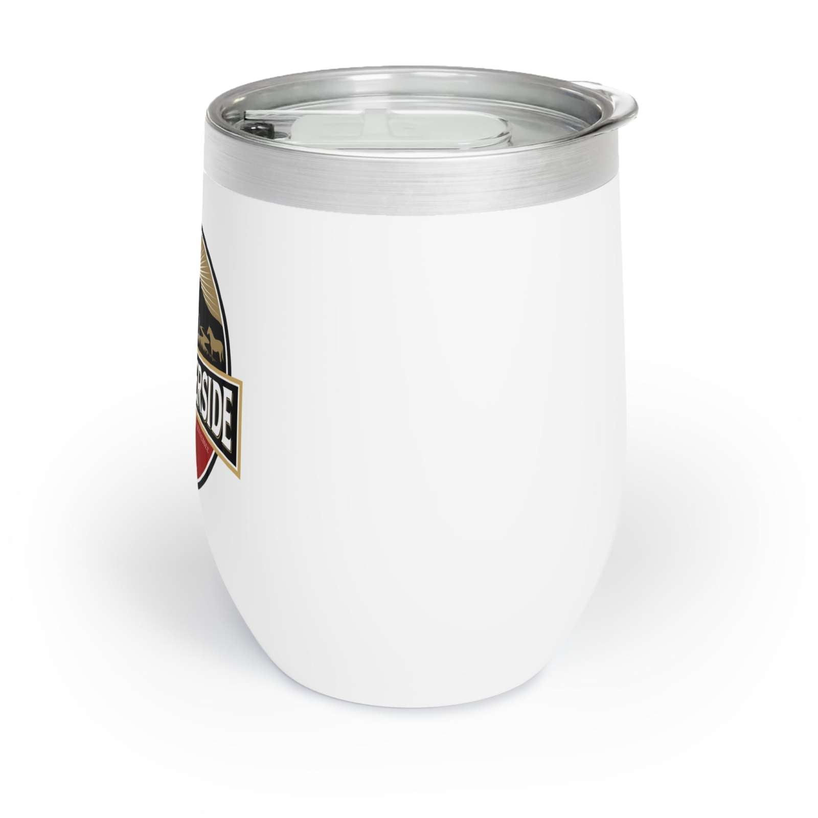 White stainless steel Sloth Wine Tumbler with clear BPA-free lid and temperature retention.