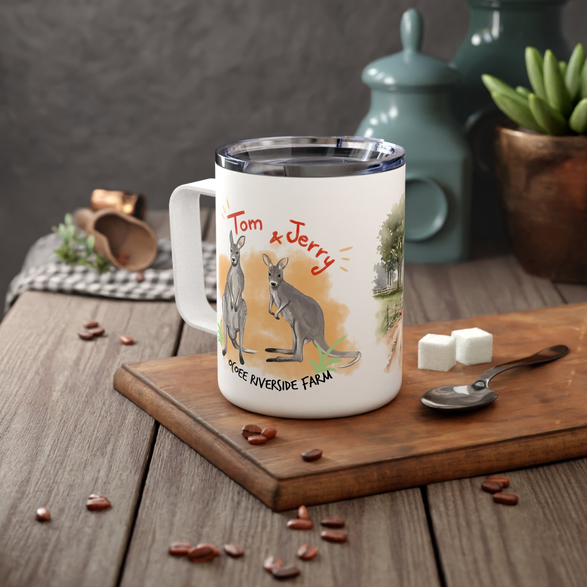 Rustic Insulated Coffee Mug | 10oz Mug with Farmhouse Design for Country Lovers