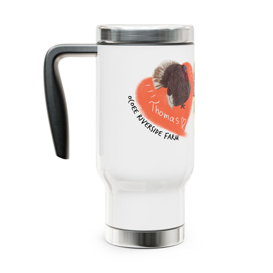 Personalized Stainless Steel Travel Mug - Farm Animal Design, 14oz