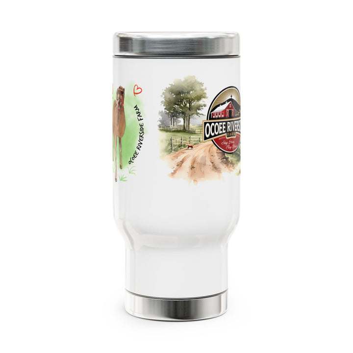 Personalized Stainless Steel Travel Mug - Farm Animal Design, 14oz