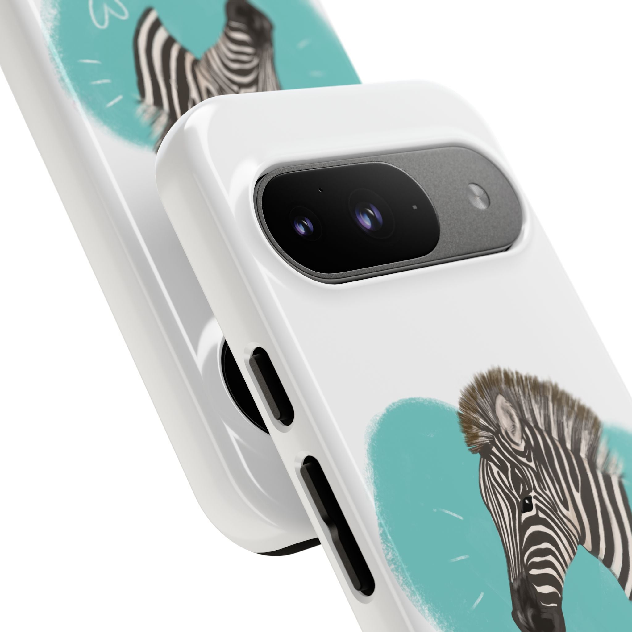 A zebra adorned with the word "Marty" creatively integrated into its stripes at Ocoee Riverside Farm Phone Case