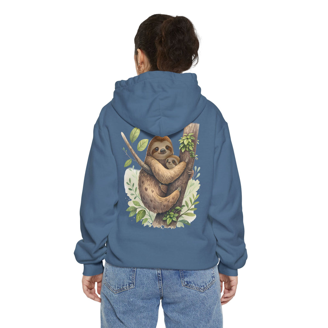 Cozy Sloth Hoodie - Unisex Garment-Dyed Sweatshirt with Nature Design